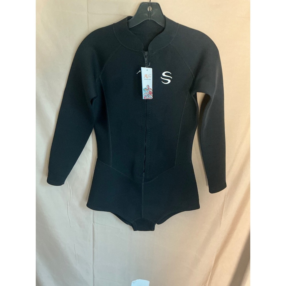 Micosuza Shorty Wetsuit Women Small Black NWT 2mm Neoprene Long Sleeve Zip